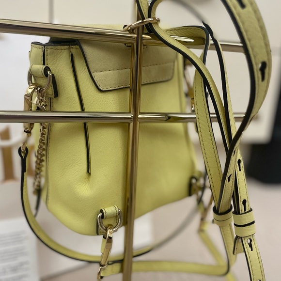 Chloe 🌼 Faye Limoncello Yellow Backpack Handbag Suede Flap Leather Gold Buckle - Picture 4 of 9